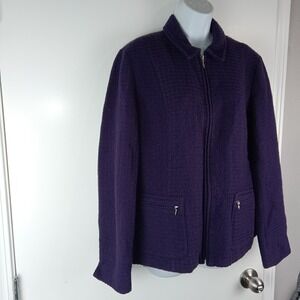 Coldwater Creek Jacket Womens 14 Textured Wool Blend Full Zip Lined Pockets